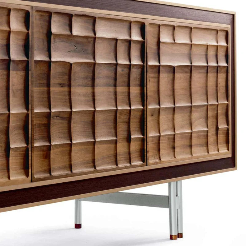 Walnut Wood Sideboard QUADRA Scacco Doors by Dale Italia