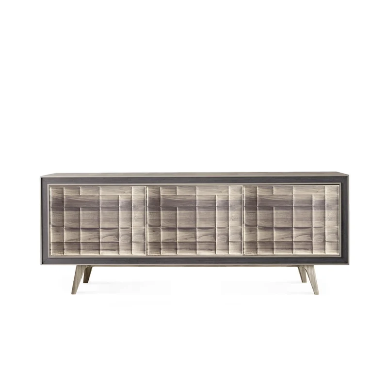 Grey Walnut Wood Sideboard QUADRA Futura Doors by Dale Italia