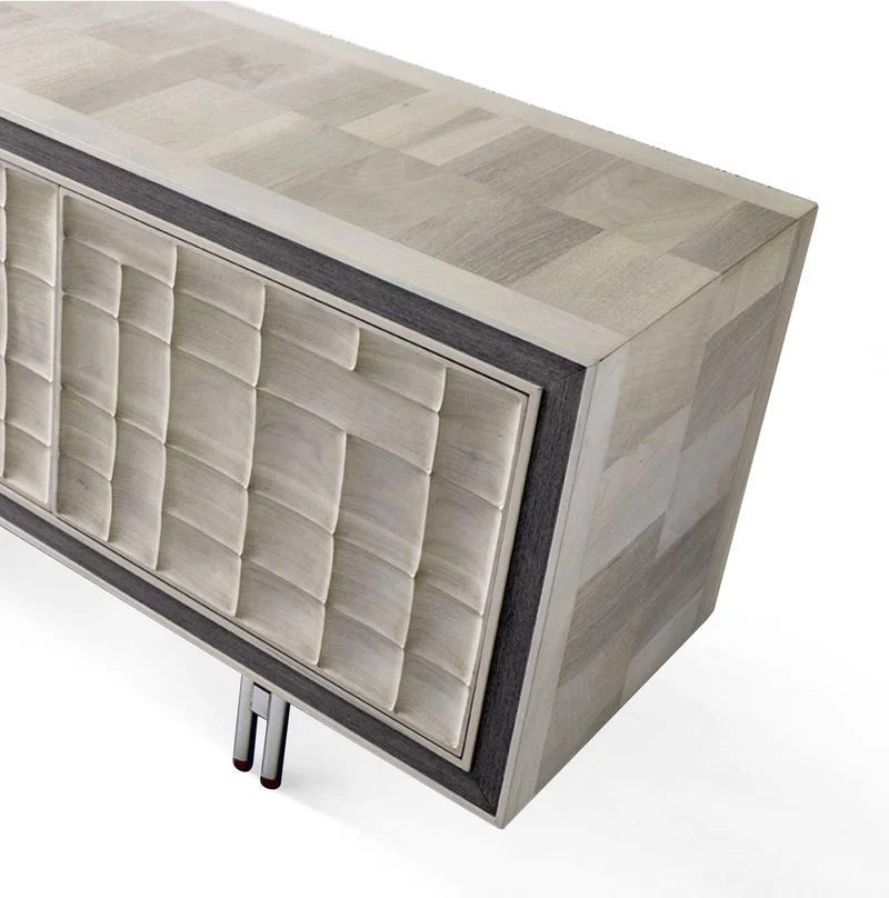 Grey Walnut Wood Sideboard QUADRA Futura Doors by Dale Italia