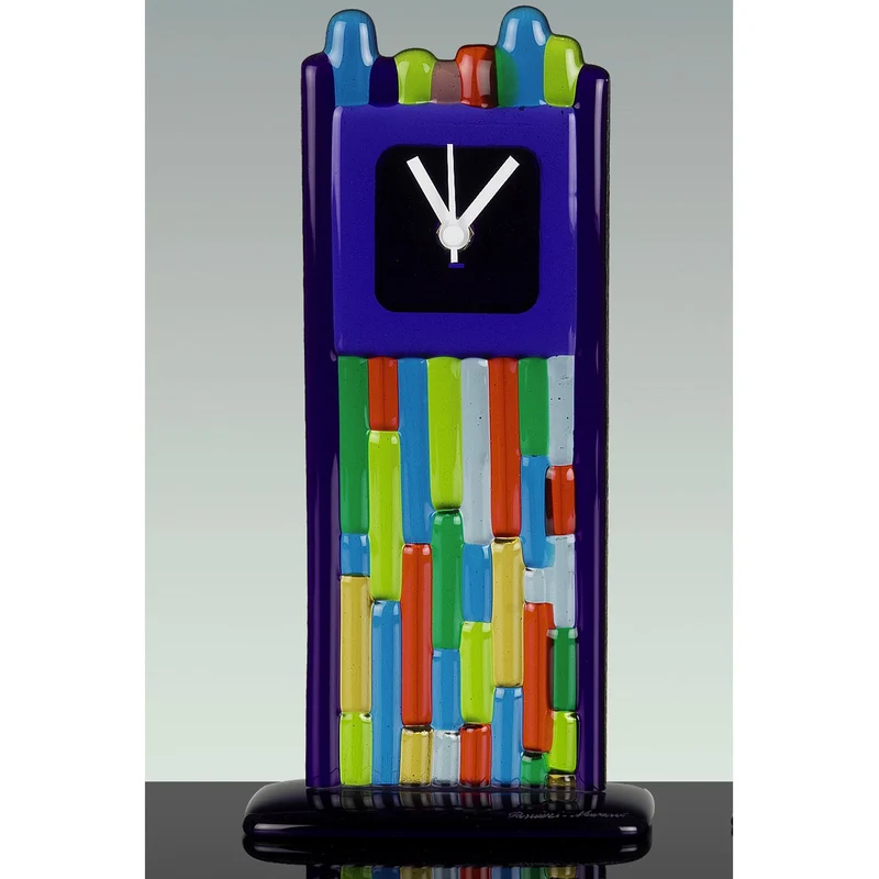 Murano Glass Rectangular Table Clock ARLECCHINO by Panizzi Murano