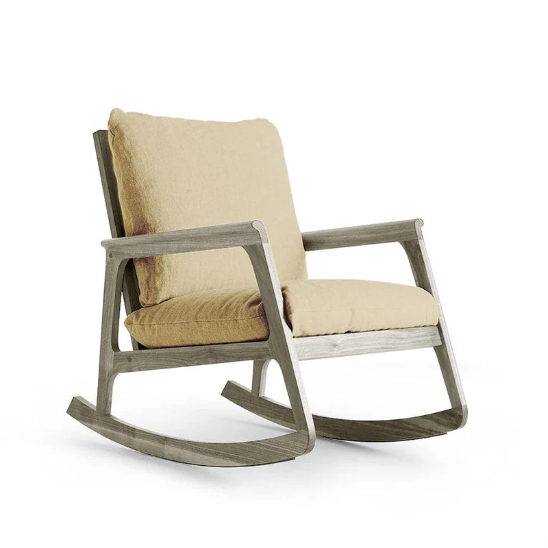 Grey Walnut Wood Rocking Armchair MOMENTO by Dale Italia
