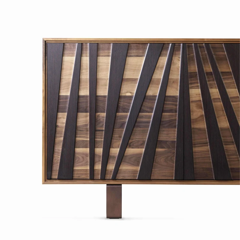 Walnut Wood Sideboard MATERIA Ventaglio Doors by Dale Italia
