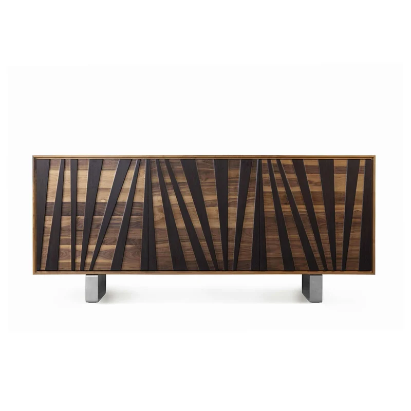 Walnut Wood Sideboard MATERIA Ventaglio Doors by Dale Italia
