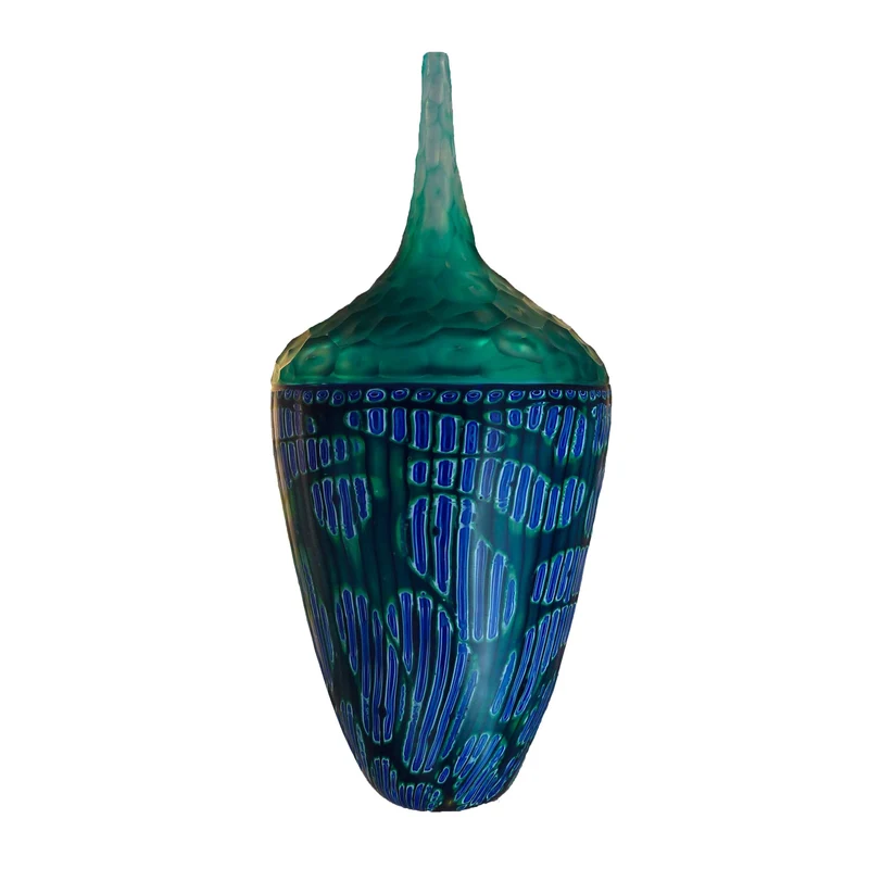 Blown Glass and Murrine Vase ACQUA by Panizzi Murano - Unique Piece