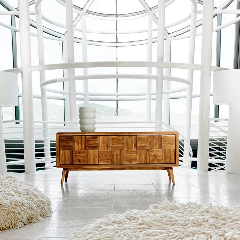Walnut Wood Sideboard ARTES Concreta Doors by Dale Italia