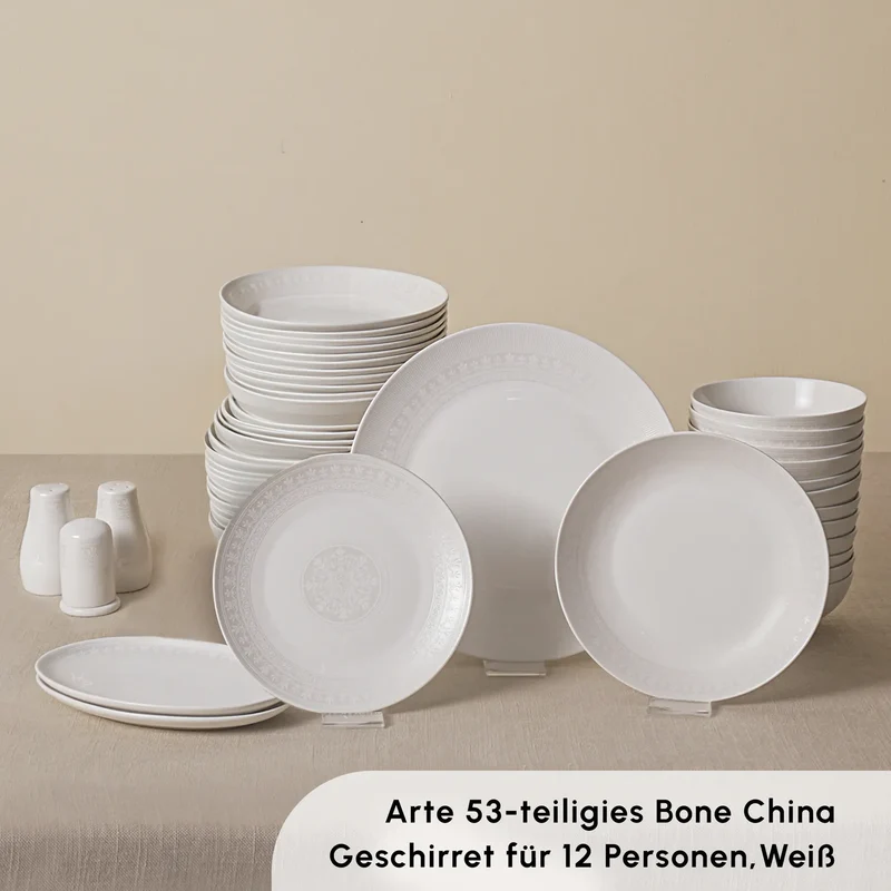 Karaca Forever Bone Arte 53-Teiliges 12-Personen Geschirrset