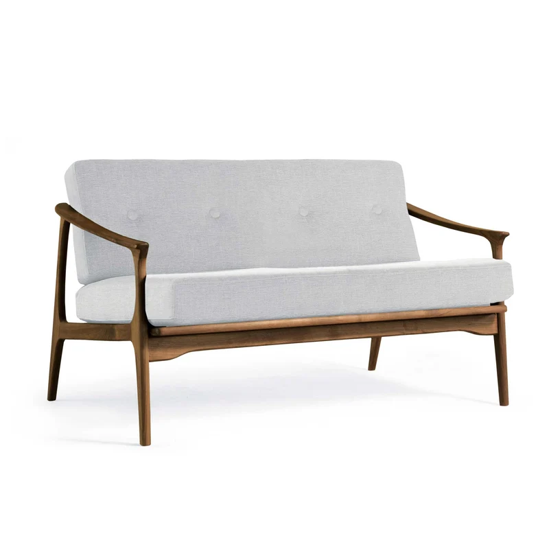 Natural Walnut Wood Two-Seater Sofa QUIETE by Dale Italia