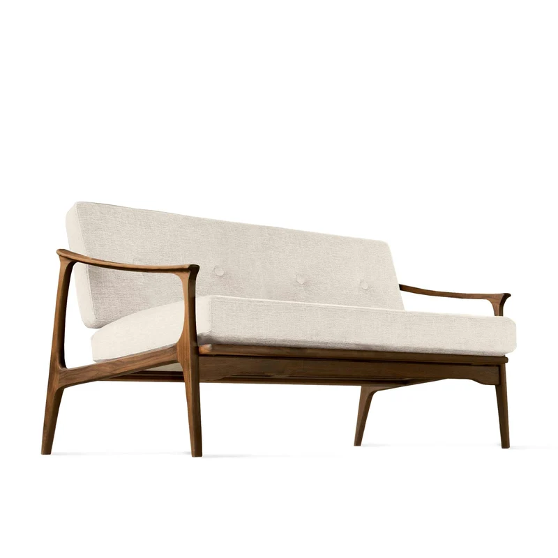 Natural Walnut Wood Two-Seater Sofa QUIETE by Dale Italia