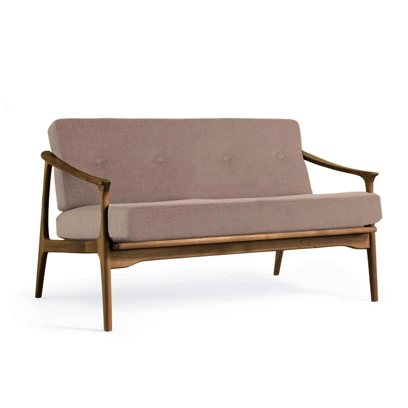 Natural Walnut Wood Two-Seater Sofa QUIETE by Dale Italia
