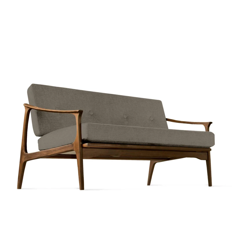 Natural Walnut Wood Two-Seater Sofa QUIETE by Dale Italia