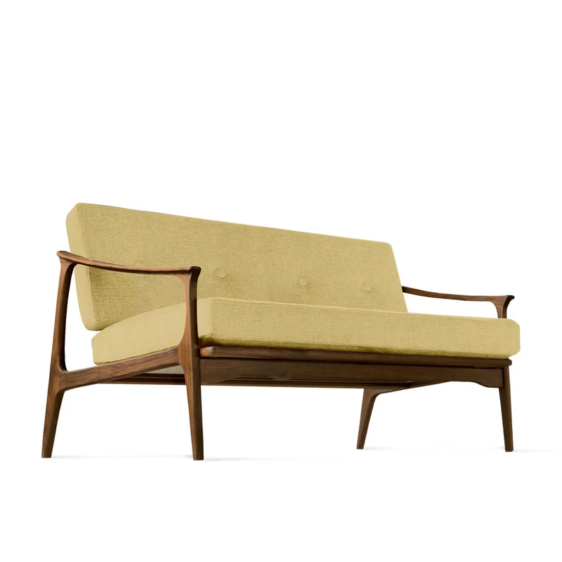 Natural Walnut Wood Two-Seater Sofa QUIETE by Dale Italia