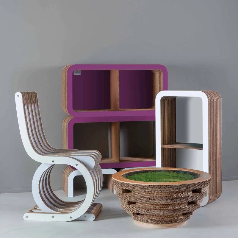 Modular Cardboard Bookcase MORETTO 90 Closed Back by giorgio Caporaso for Lessmore