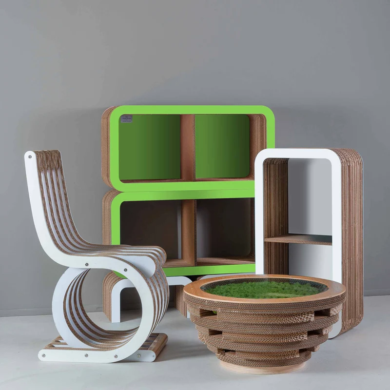Modular Cardboard Bookcase MORETTO 90 Closed Back by giorgio Caporaso for Lessmore