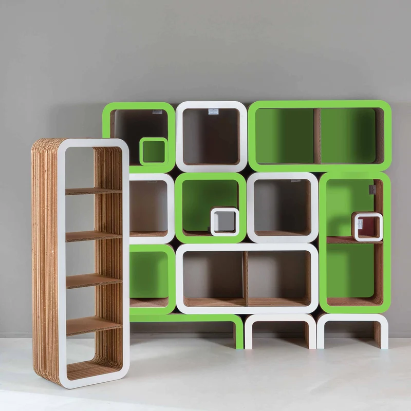 Modular Cardboard Bookcase MORETTO 90 Closed Back by giorgio Caporaso for Lessmore