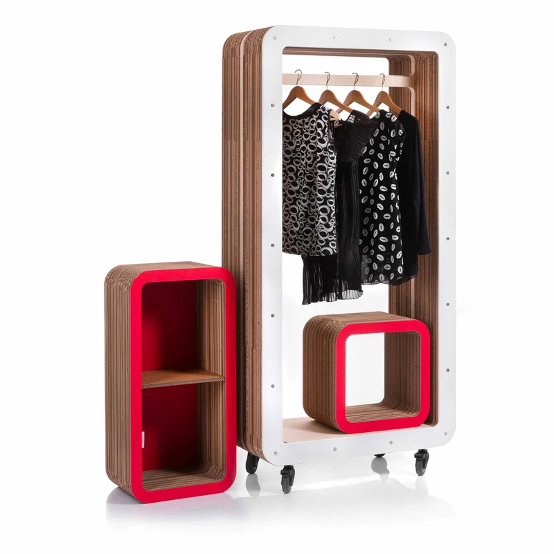 Modular Cardboard Bookcase MORETTO 90 Closed Back by giorgio Caporaso for Lessmore