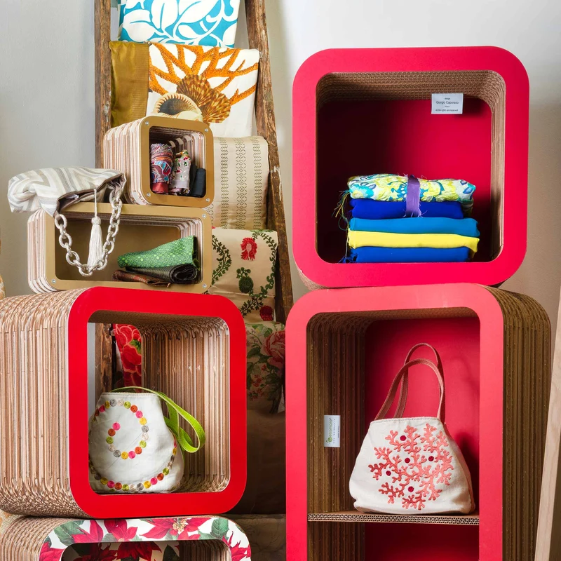 Modular Cardboard Bookcase MORETTO 90 Closed Back by giorgio Caporaso for Lessmore