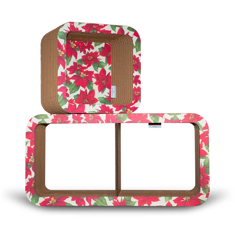 Modular Cardboard Shelf MORETTO 45 Set of Two Christmas Closed Back by Lessmore