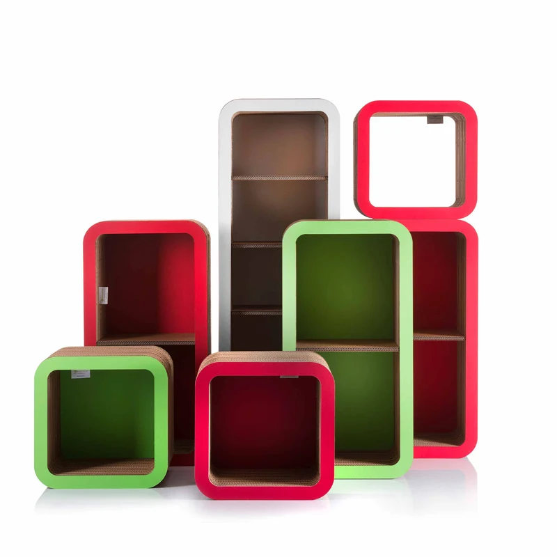 Modular Cardboard Shelf MORETTO 45 Set of Two Closed Back by Lessmore