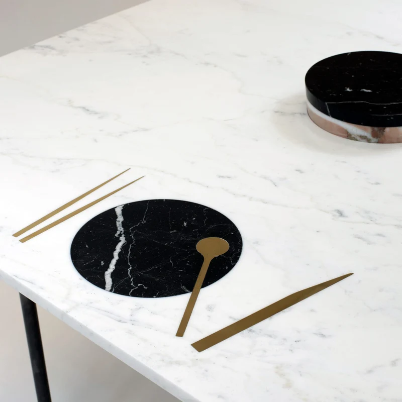 Square Marble Inlaid Table with Centrepiece CUM VIVERE by Bettisatti