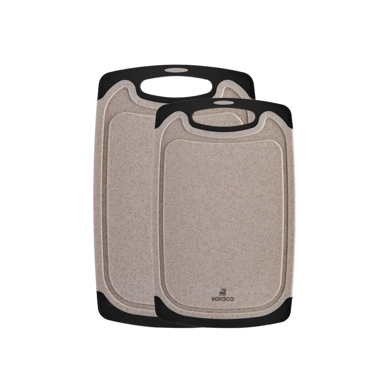 Karaca Daily Creme 2er-Set Schneidebrett in Granitoptik