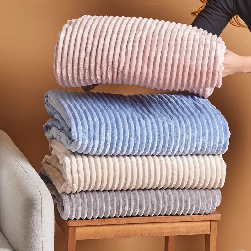 Karaca Ruby Stripe Wellsoft Einzel Decke, Ecru