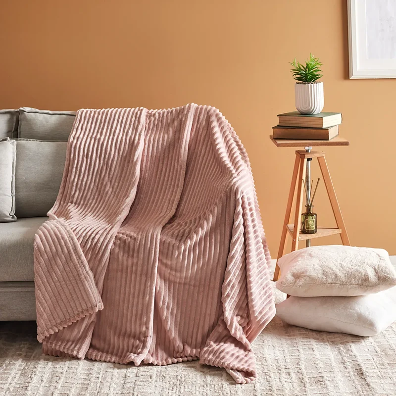 Karaca Ruby Stripe Wellsoft Einzel Decke, Rosa