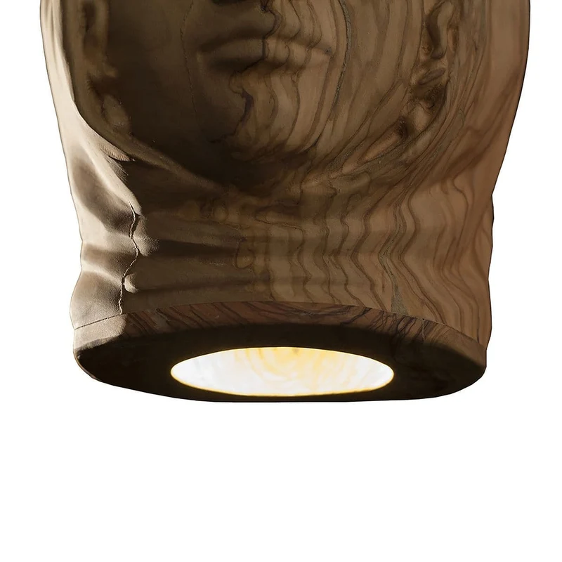 LED Suspension Lamp LA BEDDA & LU TURCU Olive Wood Sculpture by Paolo Gagliardi for Zag Design