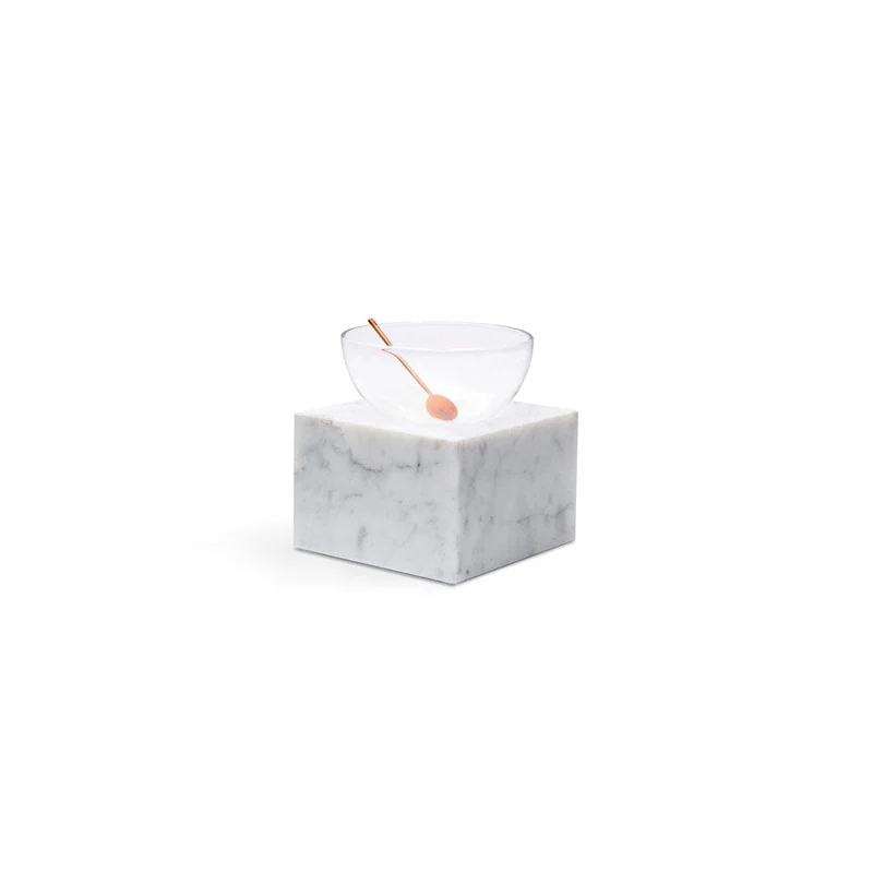 Blown Glass Bowl and Marble Stand HALF MOON Small by Elisa Ossino for Paola C