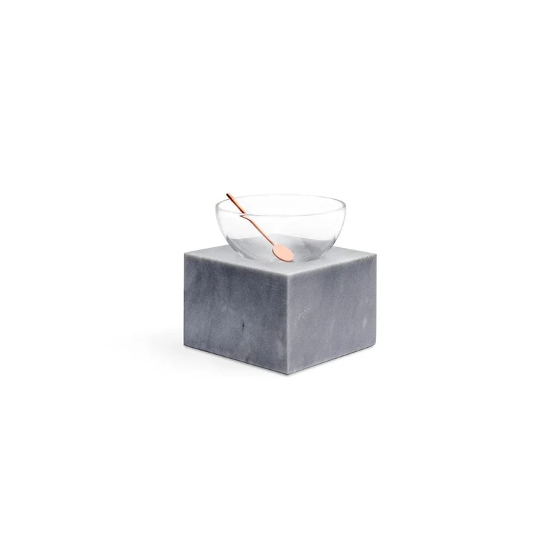 Blown Glass Bowl and Marble Stand HALF MOON Small by Elisa Ossino for Paola C