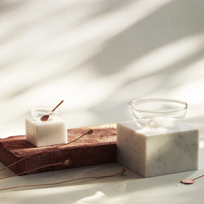 Blown Glass Bowl and Marble Stand HALF MOON Large by Elisa Ossino for Paola C
