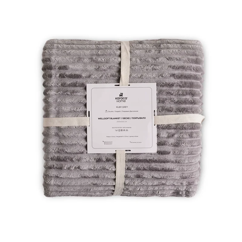 Karaca Ruby Stripe Wellsoft Einzel Decke, Grau