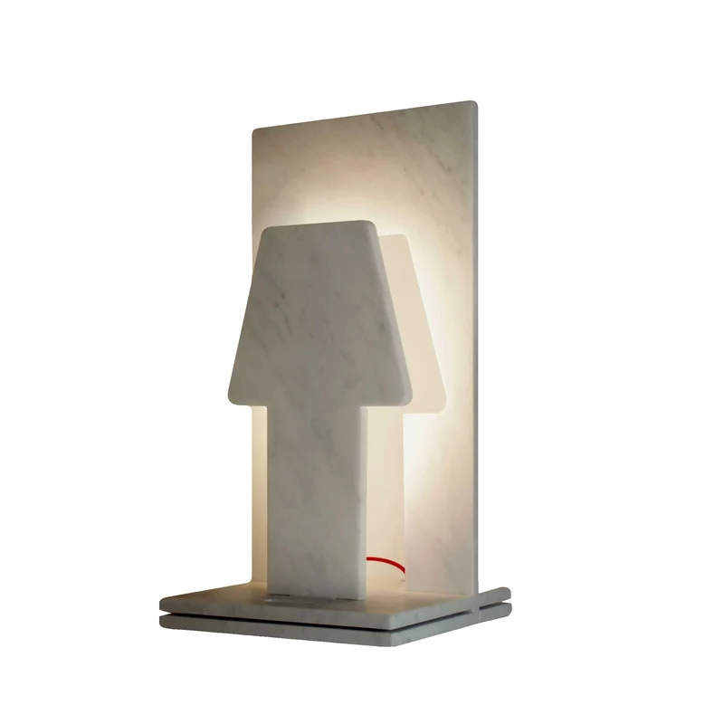 Carrara Marble Table Lamp PIÙ O MENO by Paolo Ulian for Cyrcus Design