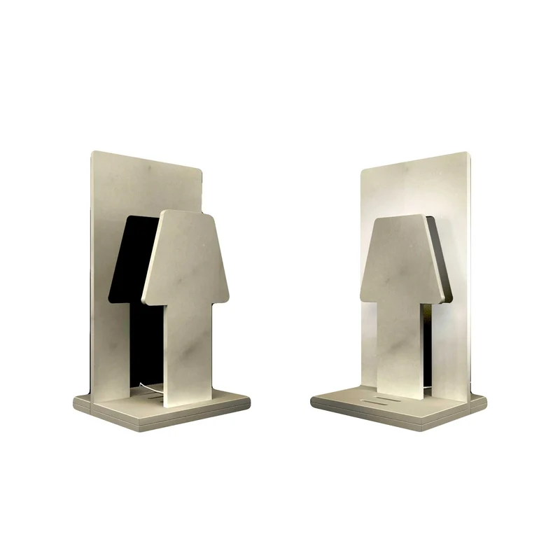 Carrara Marble Table Lamp PIÙ O MENO by Paolo Ulian for Cyrcus Design