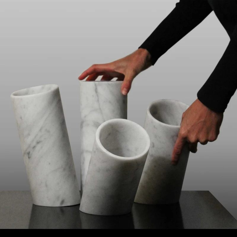 Set of Four Carrara Marble Vases IN EQUILIBRIO by Moreno Ratti - Limited Edition