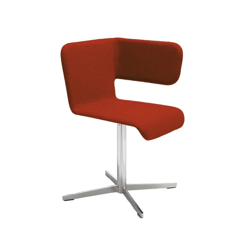 Upholstered Chair TWISS - Chrome Plated Column by Carlo Manara for BBB Italia