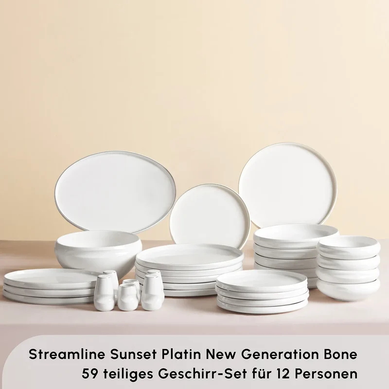 Karaca Red Carpet Collection Streamline Sunset Platinum 59-teiliges Geschirr für 12 Personen