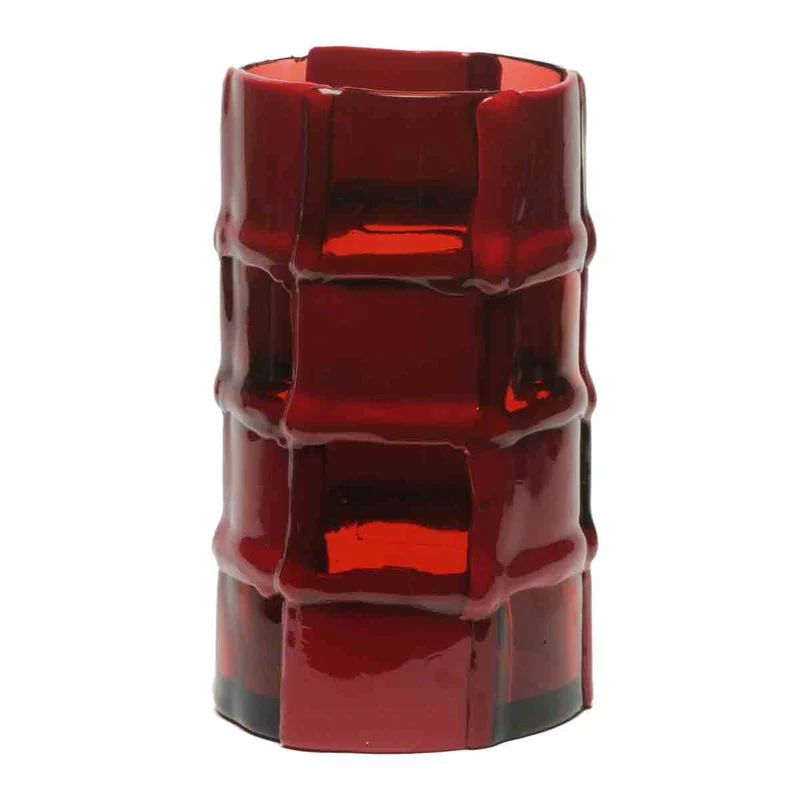 Resin Vase BAMBOO L Clear Fuchsia, Matt Cherry by Enzo Mari for Lezioni