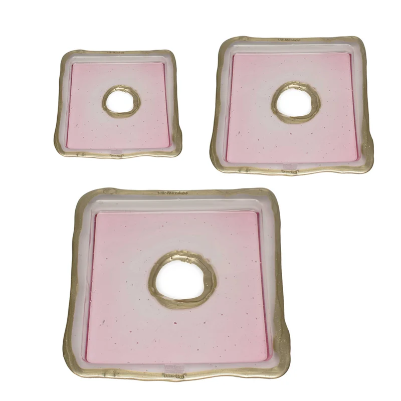 Resin Square Tray TRY-TRAY Rose Set of Three by Gaetano Pesce for Fish Design