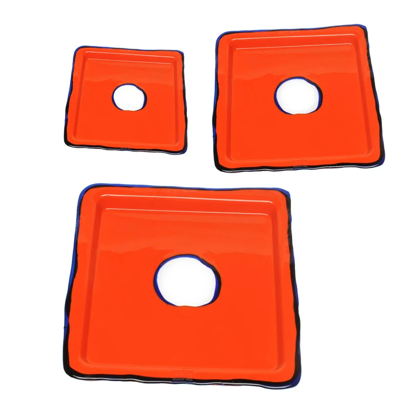Resin Square Tray TRY-TRAY Orange Set of Three by Gaetano Pesce for Fish Design