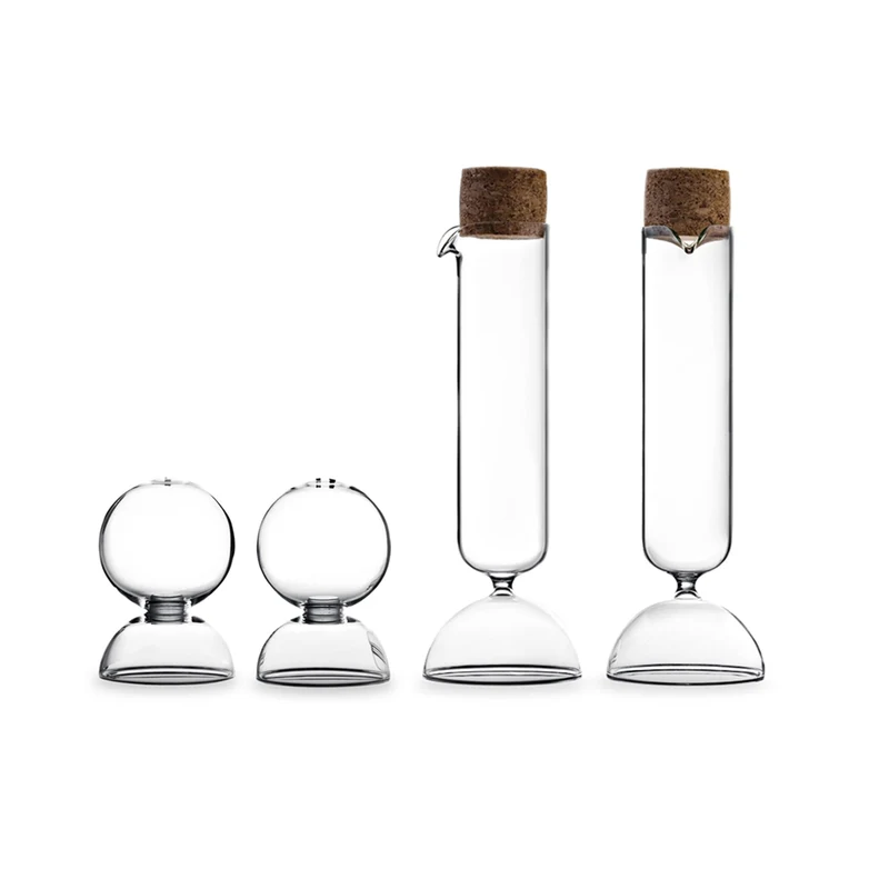 Blown Glass Oil & Vinegar and Salt & Pepper Set BUBBLE by Gordon Guillaumier for Paola C