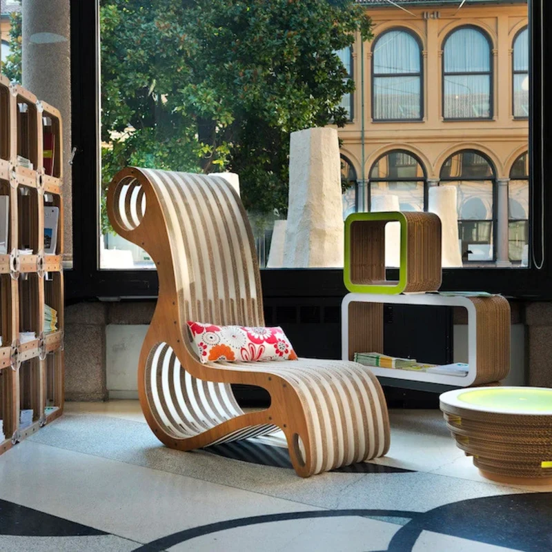 Cardboard and Wood Chaise Longue X2CHAIR