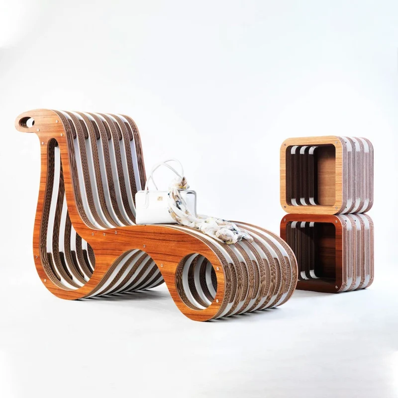 Cardboard and Wood Chaise Longue X2CHAIR