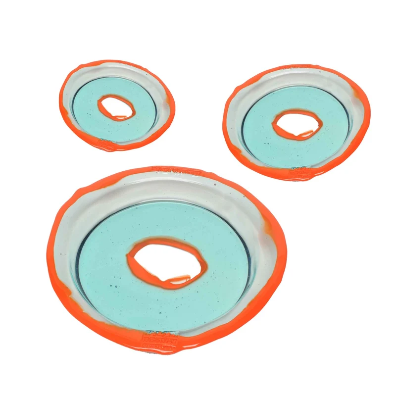 Resin Round Tray TRY-TRAY Light Blue Set of Three by Gaetano Pesce for Fish Design
