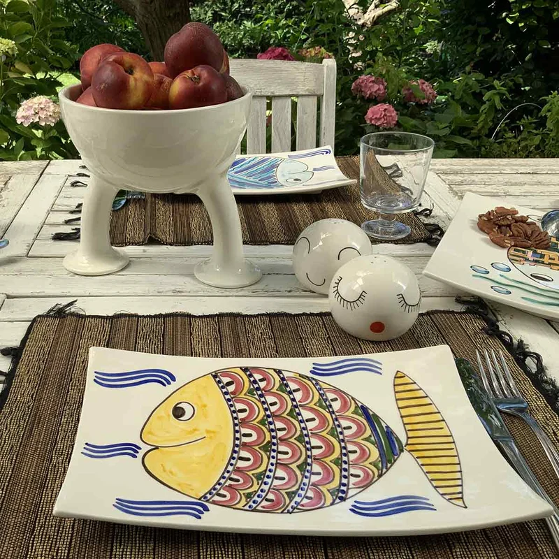 Ceramic Serving Platter PESCI by Improntabarre