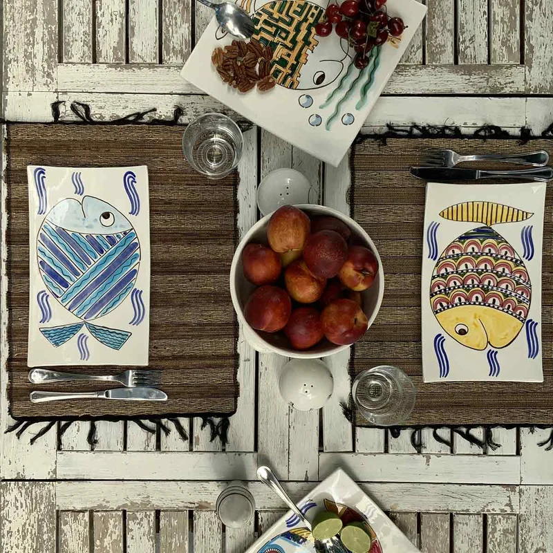 Ceramic Serving Platter PESCI by Improntabarre