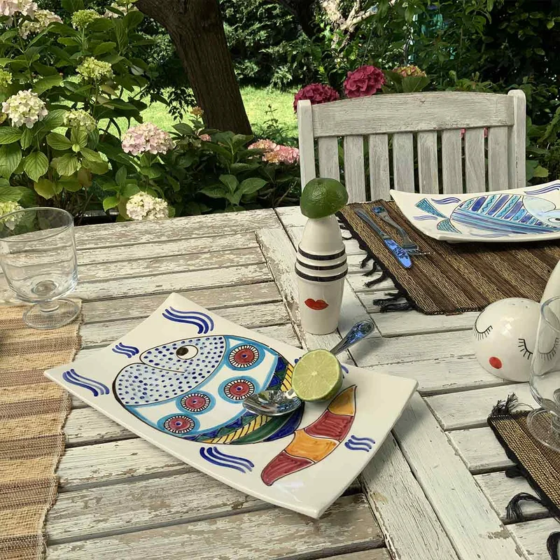 Ceramic Serving Platter PESCI by Improntabarre