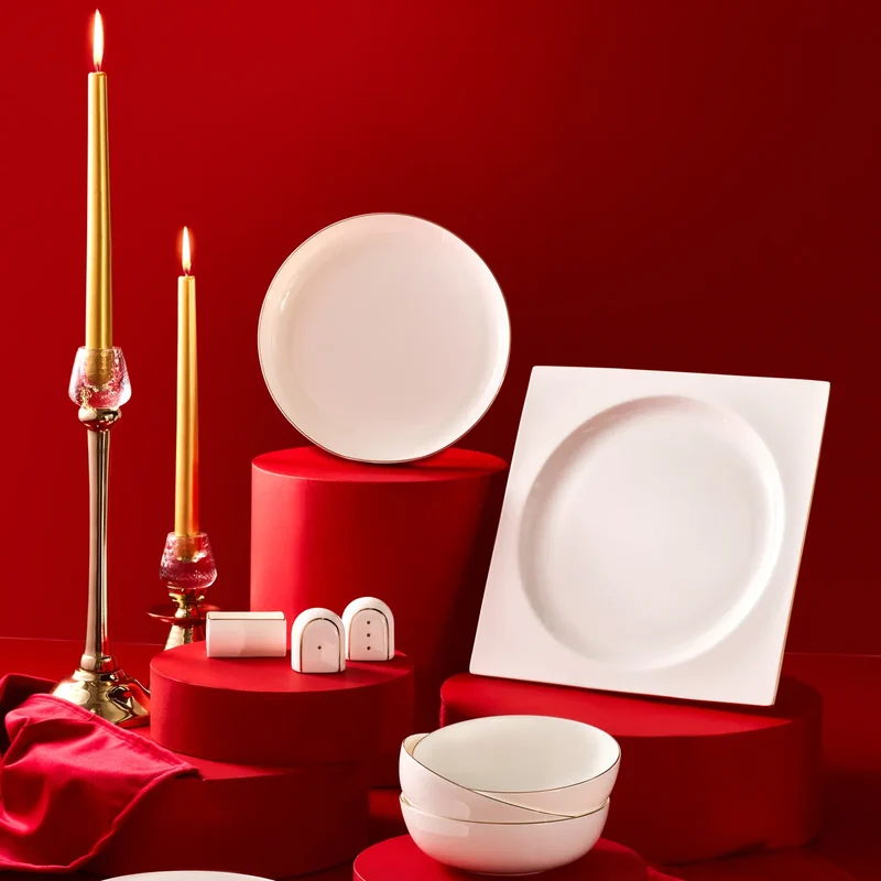 Karaca Fine Pearl Extra Nish 62-Teiliges 12-Personen Geschirrset Gold