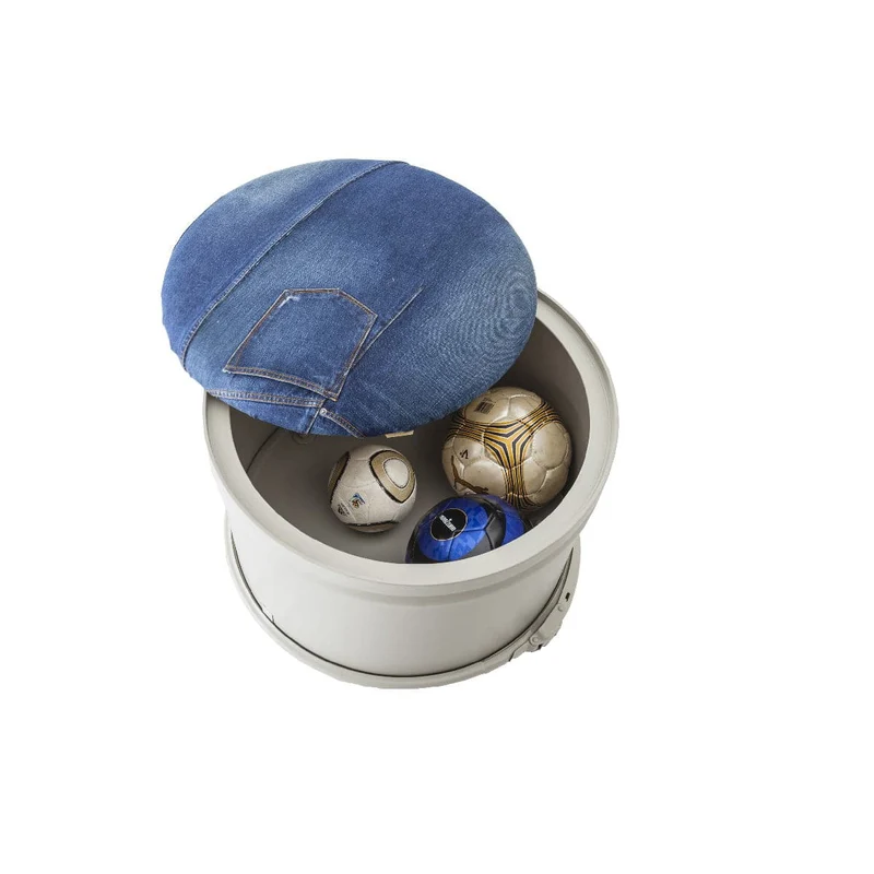 Iron Storage Pouf JEANS
