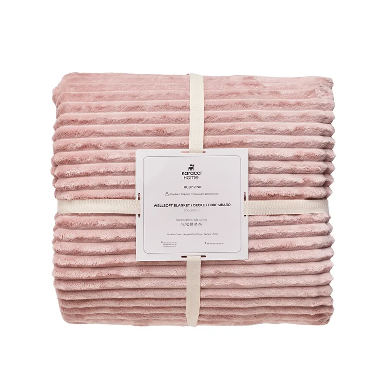 Karaca Ruby Stripe Wellsoft Doppel Decke, Rosa
