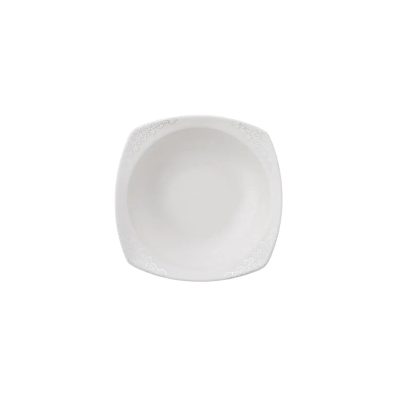 Karaca New Suha Creme 60-teiliges Porzellan Geschirr Set Quadratisch für 12 Personen